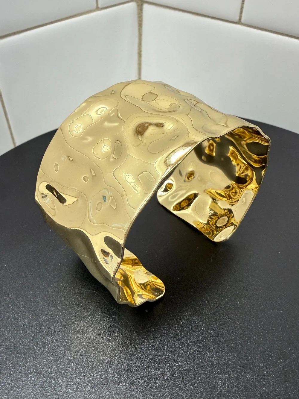 Gold Tone Hammered Cuff Bracelet